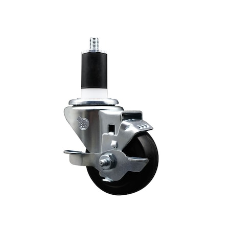 Service Caster 3'' Hard Rubber Swivel 1-1/2'' Expanding Stem Caster with Brake SCC-EX20S314-HRS-TLB-112